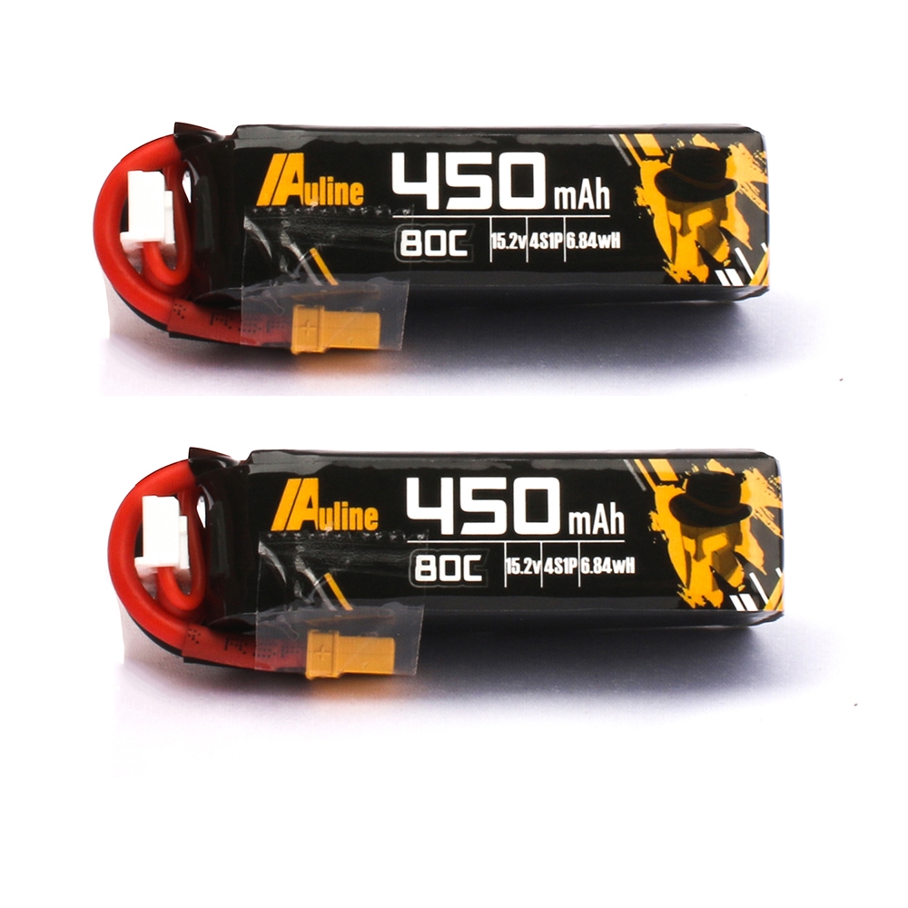 2PCS Auline 15.2V 450mAh 80C 4S HV Lipo Battery XT30 Plug for 3inch Toothpick FPV & Naked Cinewhoop