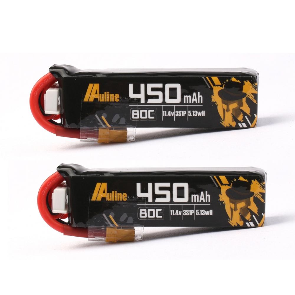 2Pcs Auline 11.4V 450mAh 80C 3S HV Lipo Battery XT30 Plug for 3inch Toothpick FPV & Naked Cinewhoop