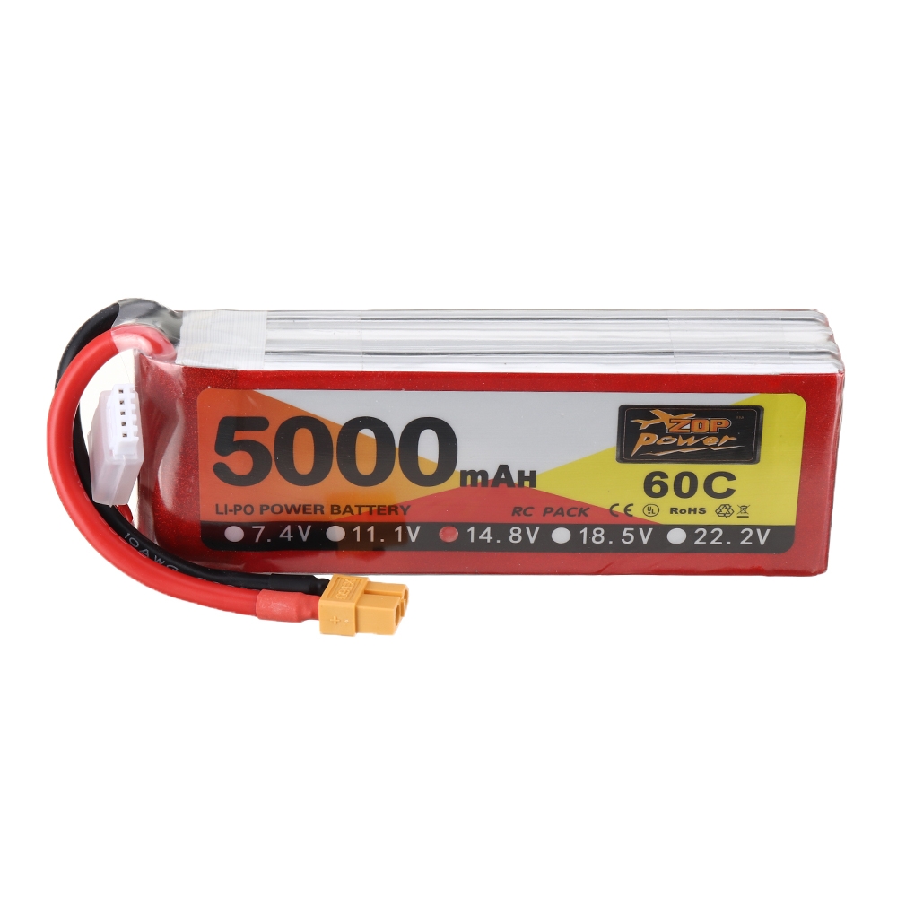 ZOP Power 14.8V 5000mAh 60C 4S Lipo Battery XT60 Plug for RC Racing Drone