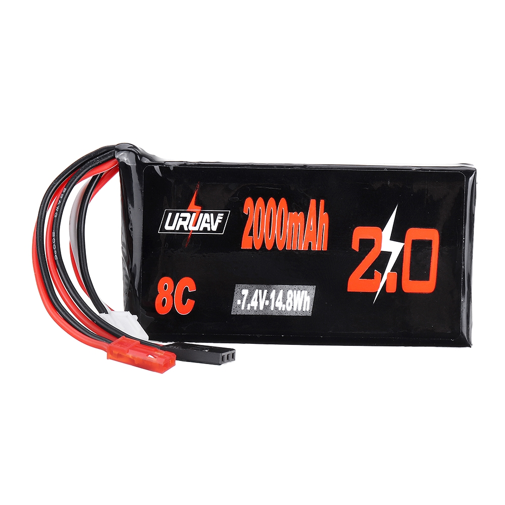 URUAV 7.4V 2000mAh 8C Battery for RadioMaster TX16S Jumper T16 T12 Spektrum DX6 DX8 FrSky QX7/FUTABA Transmitter