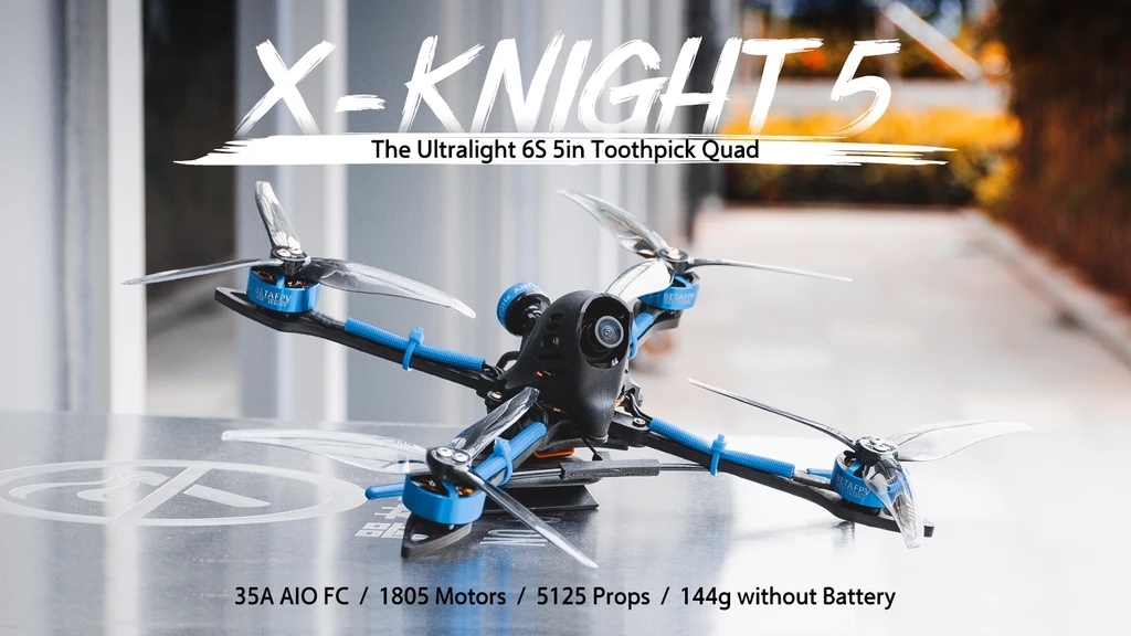 115.99 for BETAFPV X-Knight 5'' 6S FPV Toothpick Quad RC Drone w/ F4 35A AIO FC M02 5.8G VTX Caddx Baby Ratel Camera
