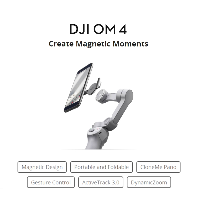 DJI OM 4 OSMO 4 3-Axis Brushless Stabilizer Foldable Handheld Gimbal Magnetic Design Gesture Control ActiveTrack 3.0 for Mobile Phones Smartphone Tiktok Vlog YouTuber Livestream