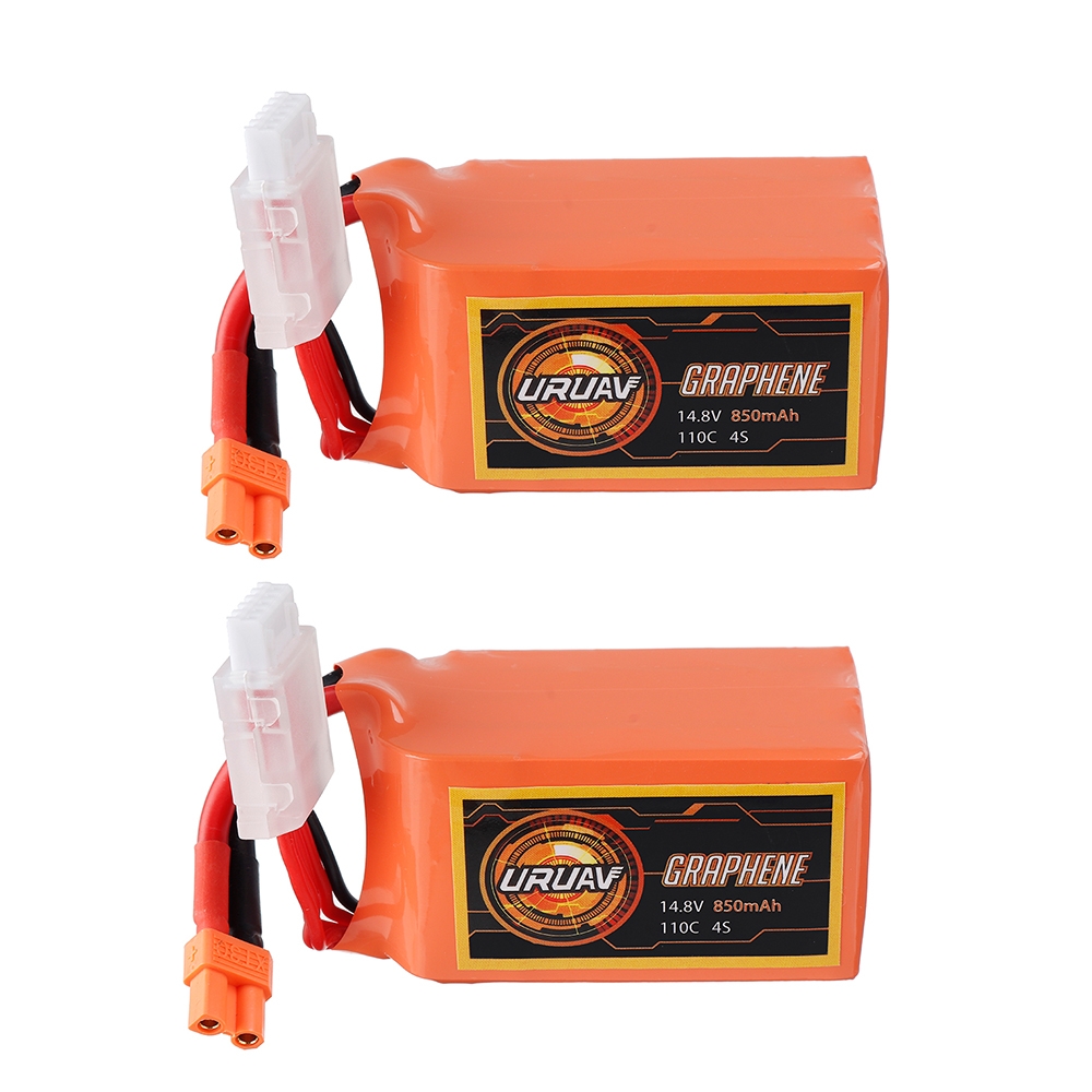 2Pcs URUAV GRAPHENE 4S 14.8V 850mAh 110C Lipo Battery XT30 Plug for FPV RC Racing Drone