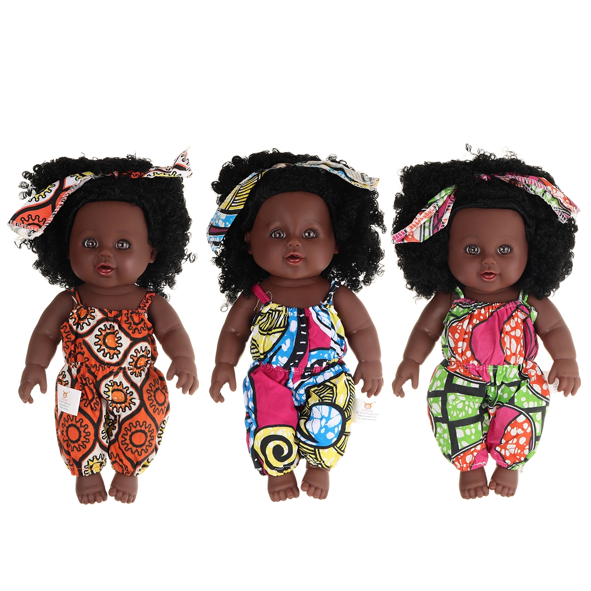 12Inch 30CM Soft Silicone Vinyl PVC Black Baby Fashion Doll Rotate 360° African Girl Perfect Reborn Doll Toy for Birthday Gift