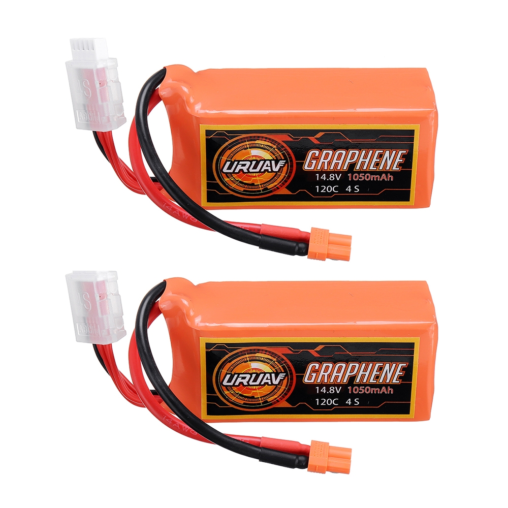 2Pcs URUAV GRAPHENE 4S 14.8V 1050mAh 120C Lipo Battery XT30 Plug for FPV RC Racing Drone