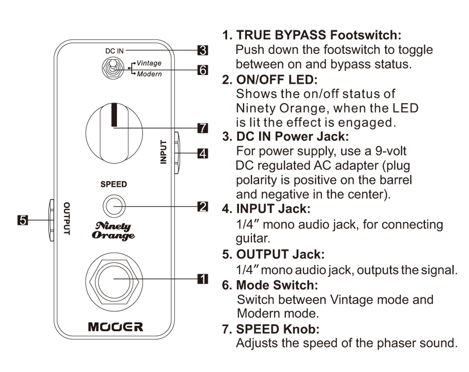 Mooer Ninety Orange Phaser Pedal Guitar Effects Full Analog Circuit Vintage/Modern Modes True Bypass Guitar Accessories