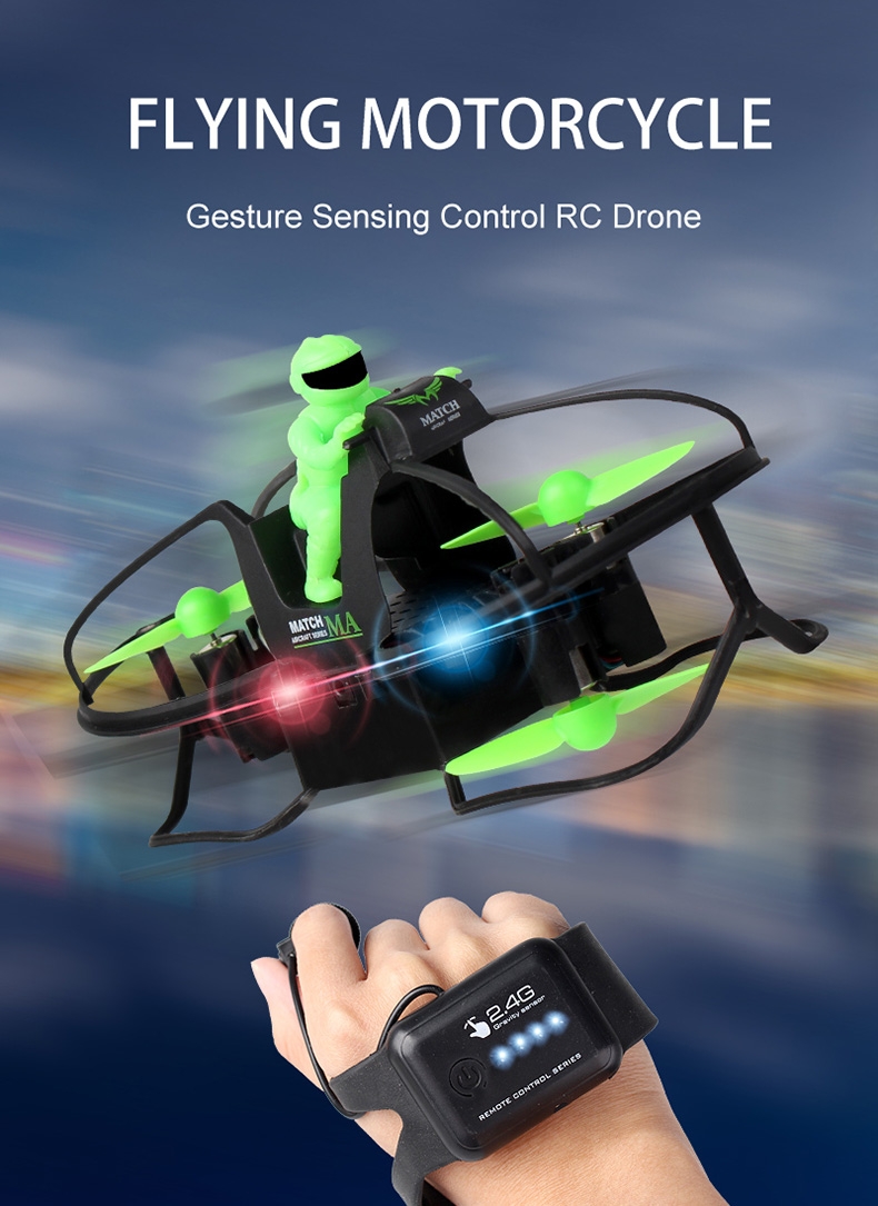 2.4GHz 6-Axis Gravity Sensor Motorcycle Watch Control Smart Gesture Sensing Headless Mode RC Quadcopter