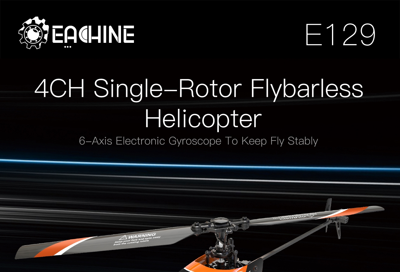 15% OFF for Eachine E129 2.4G 4CH 6-Axis Gyro Altitude Hold Flybarless RC Helicopter RTF
