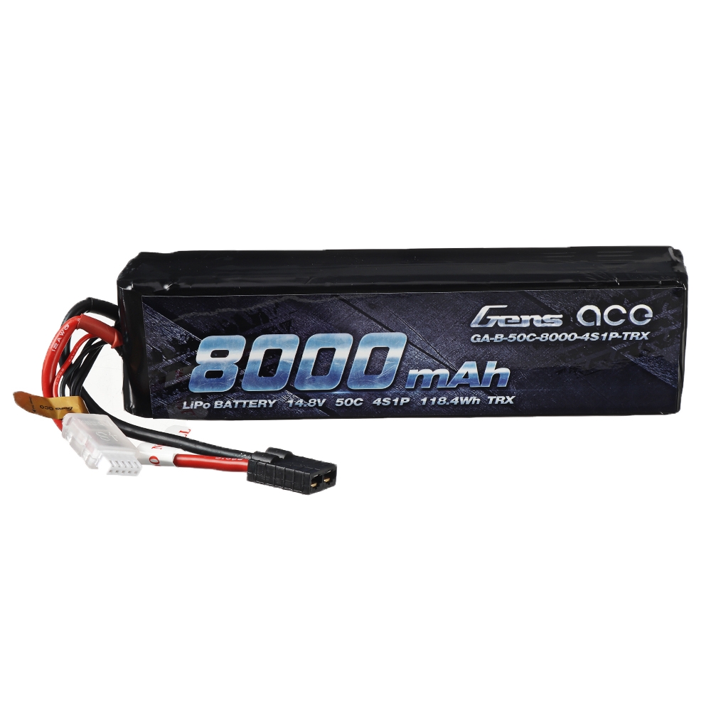 Gens ace 14.8V 8000mAh 50C 4S Lipo Battery TRX Plug for RC Car