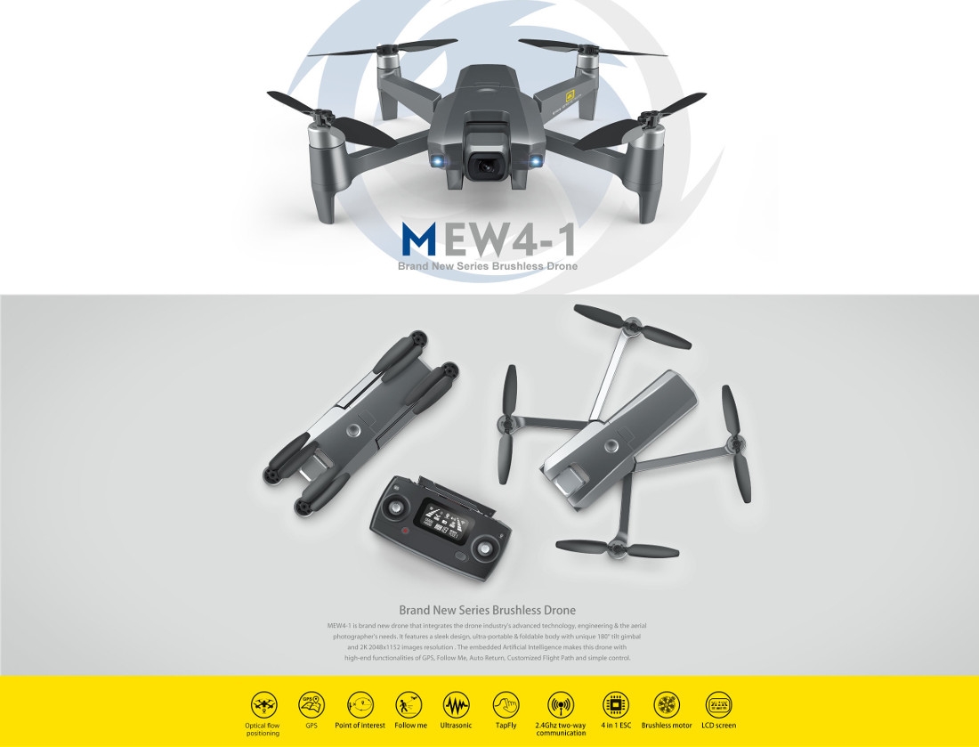 MJX MEW4-1 GPS 4K 5G WIFI Camera Optical Flow Positioning Foldable Brushless RC Quadcopter RTF