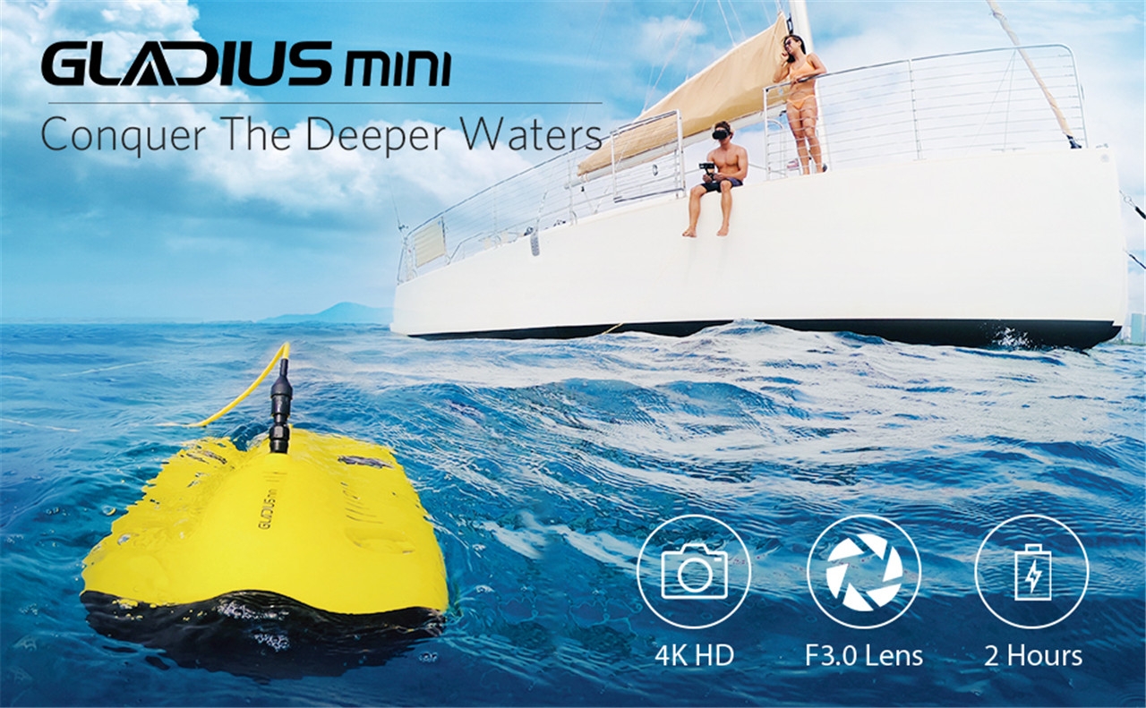 CHASING Gladius Mini Underwater Drone With 4K HD Camera 2 Hours Working Time One Key Depth Hold Live Stream Diving Rescue RC Drone