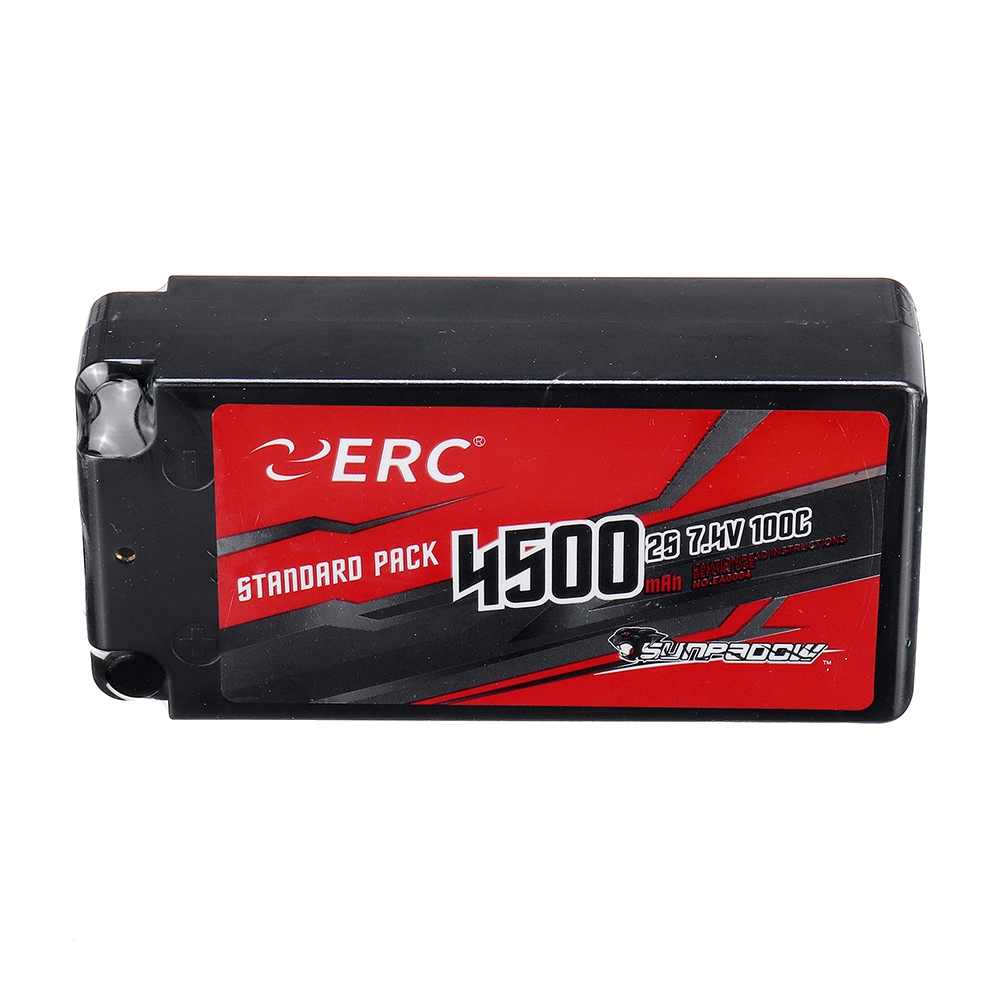 SUNPADOW ERC 7.4V 4500mAh 100C 2S Lipo Battery With 4mm Jack Socket for RC Car