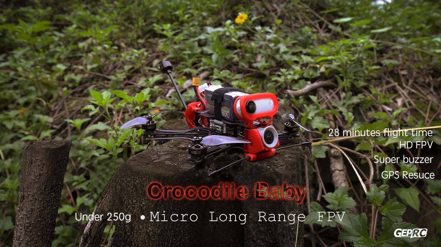 GEPRC Crocodile Baby 4 Inch HD 4S LR Micro Long Range Freestyle FPV Racing Drone PNP/BNF CADDX VISTA DJI F4 FC 20A ESC 1404 2750KV Motor Sub 250g