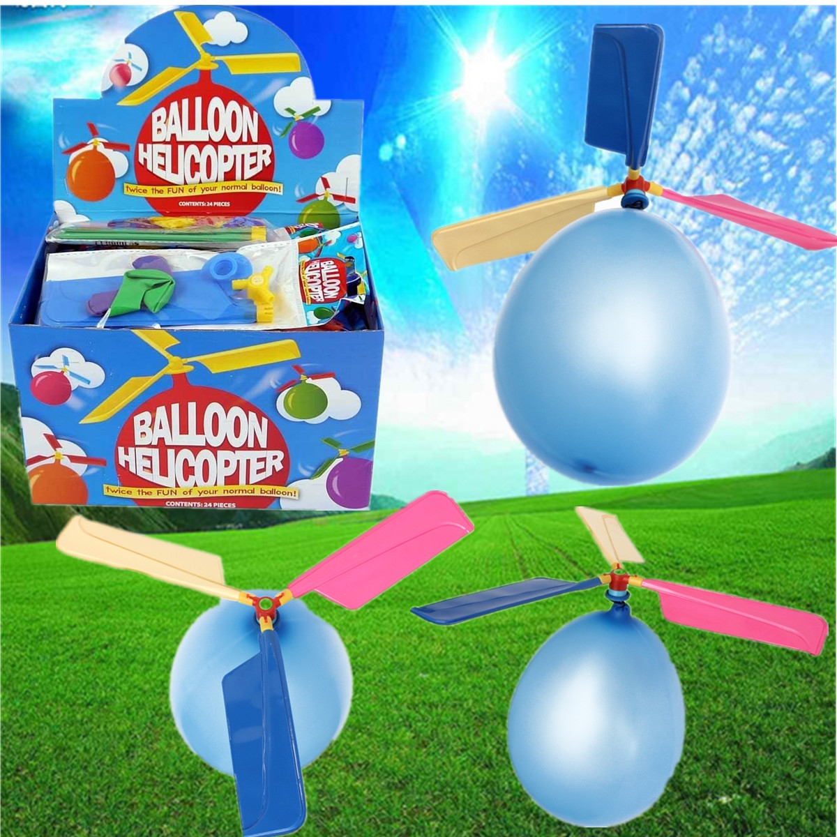 20X Colorful Traditional Classic Balloon Helicopter Portable Flying Toy