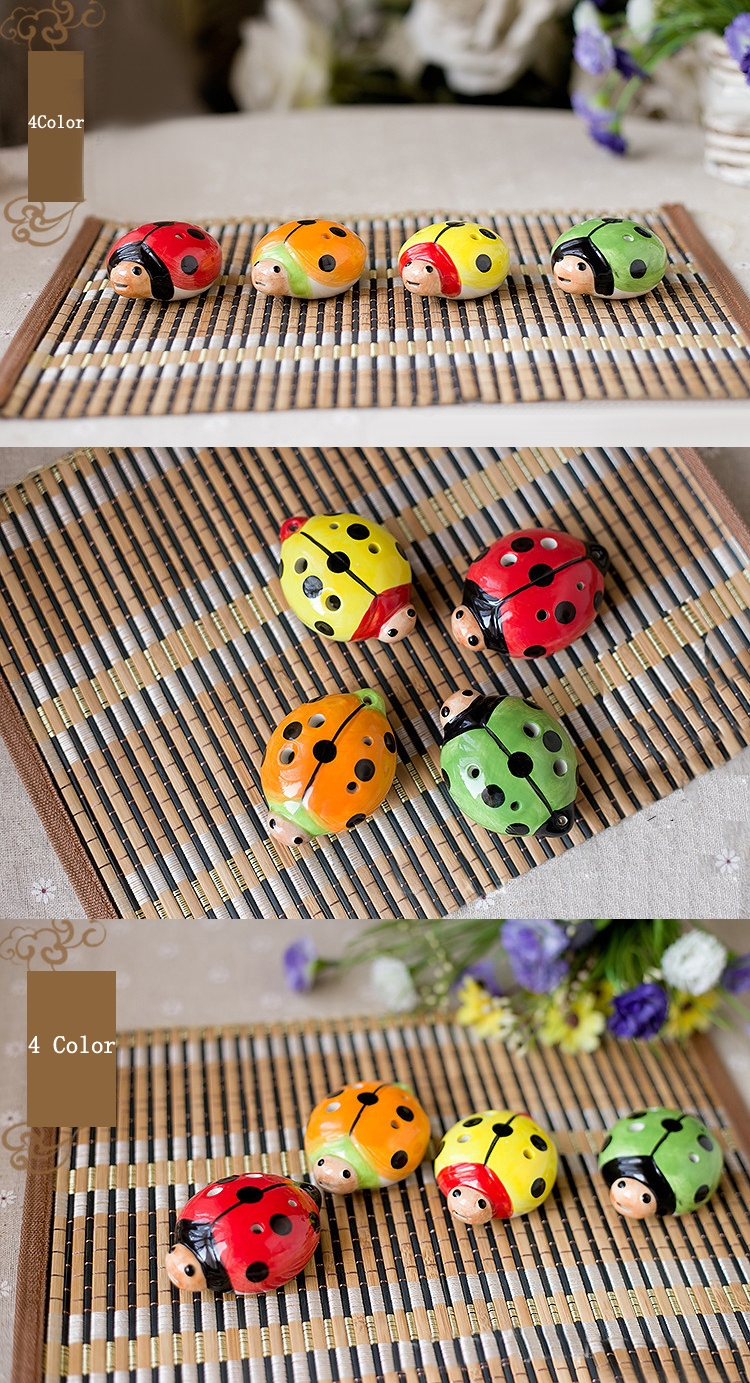 6 Hold Ocarina With Cute Ladybug Shape 4 Color For Kids Gift