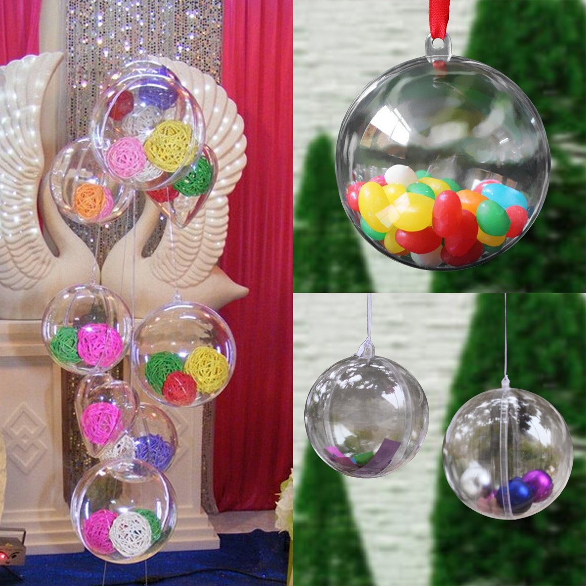 20x Christmas Clear Bauble Ornament Gift Present