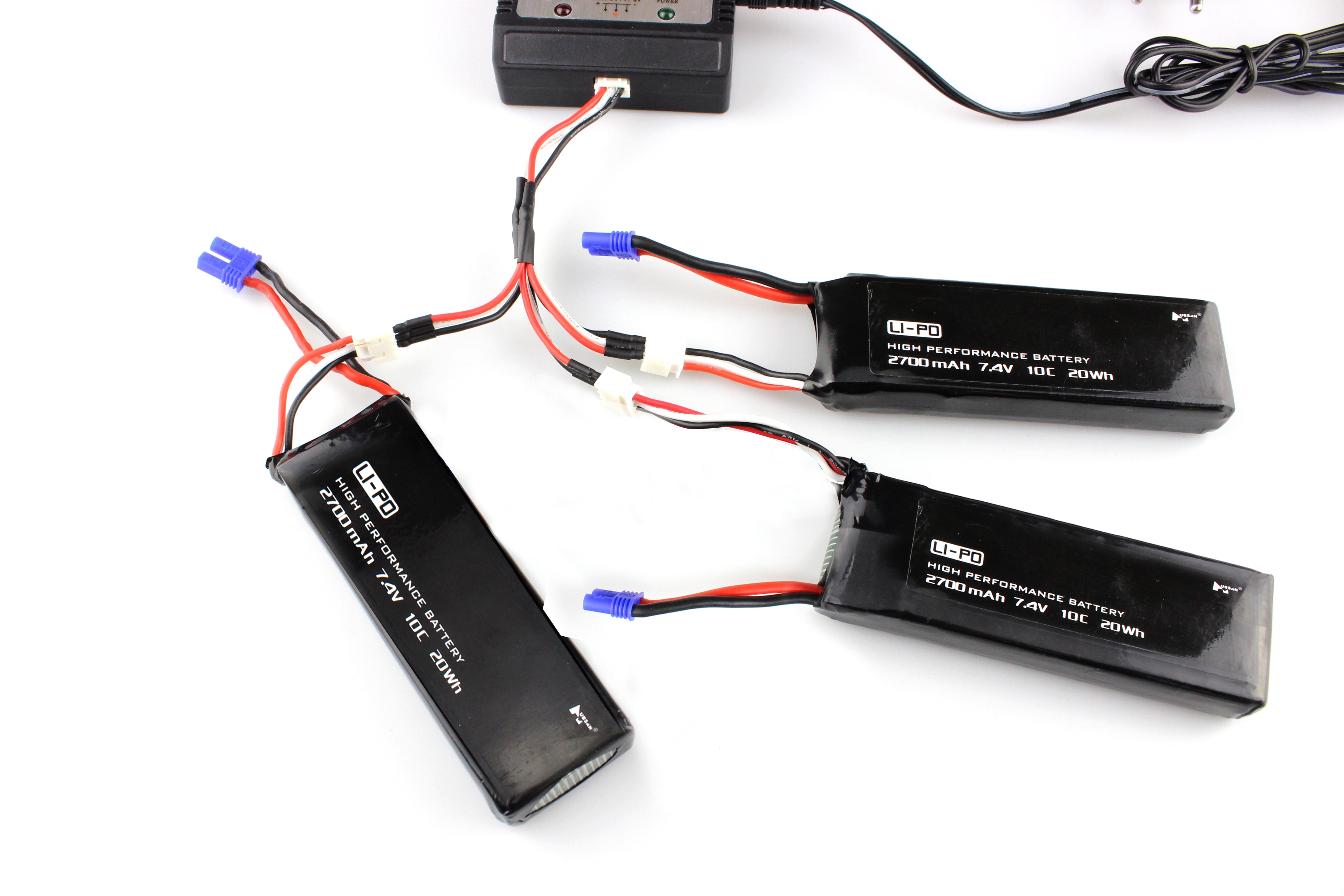 3 x 7.4V 2700mAh 10C Battery & 1 To 3 Charging Cable for Hubsan H501S H501C X4 RC Quadcopter