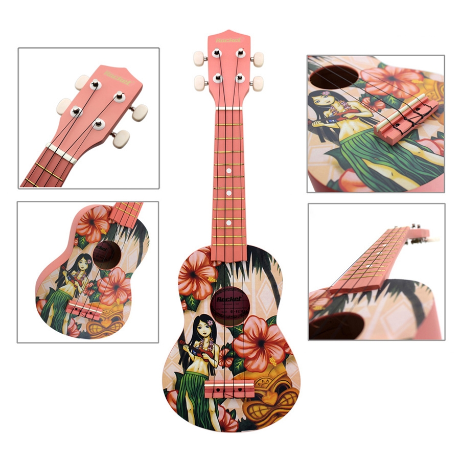 21 Inch Basswood Ukulele With Hawaii Girl Pattern Soprano Uke