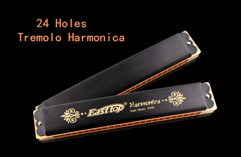 Easttop 24 Holes Tremolo Harmonica Key of C For Beginners T2406k