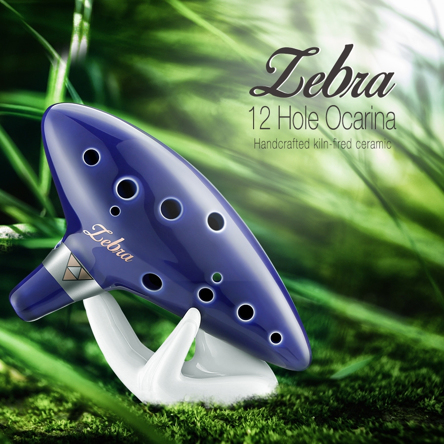 Zebra™  12 Hole Ceramic Ocarina C Tone Handcrafted Zelda Ocarina 