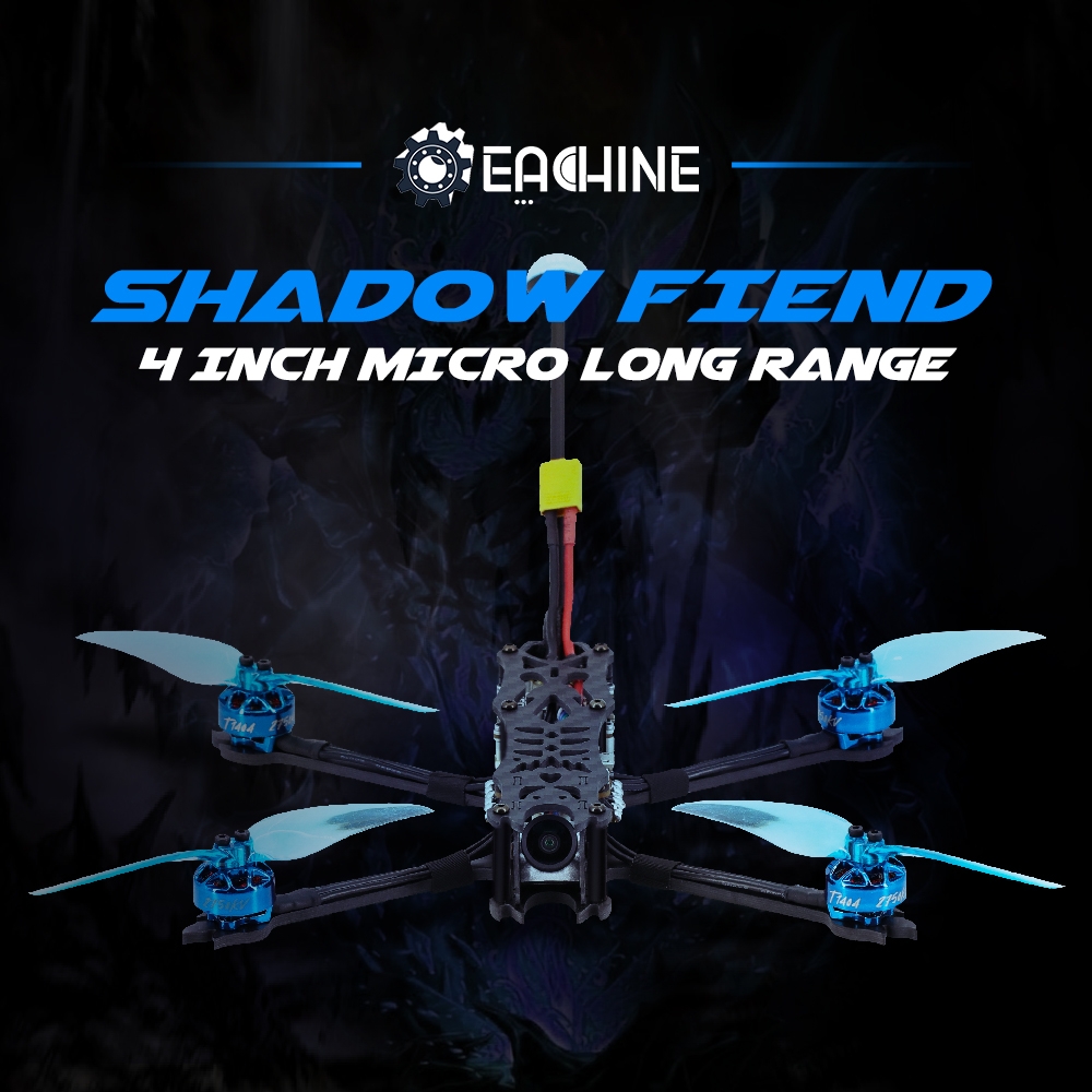 143g Eachine SHADOW FIEND LR 4S 180mm 4" Stretch X Micro Long Range RC Drone BNF-DJI with VISTA KIT/Nebula Nano F405 20A 4IN1 ESC 1404 2750KV Motor
