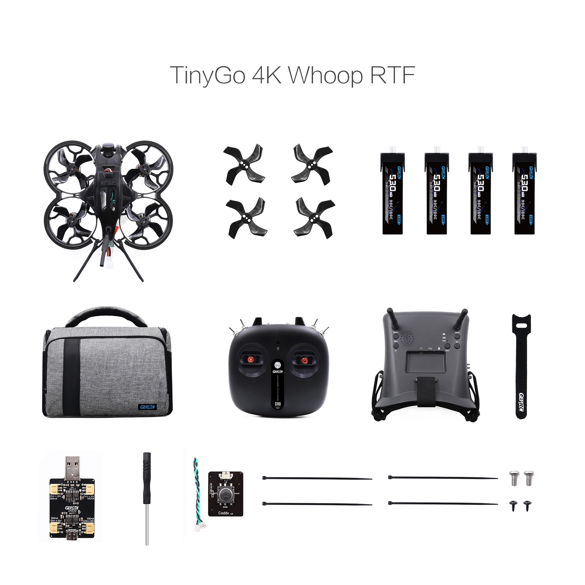 $246.39 for GEPRC TinyGO 1.6inch 2S 4K Caddx Loris FPV Indoor Whoop+GR8 Remote Controller+RG1 Goggles RTF Ready To Fly FPV Racing RC Drone