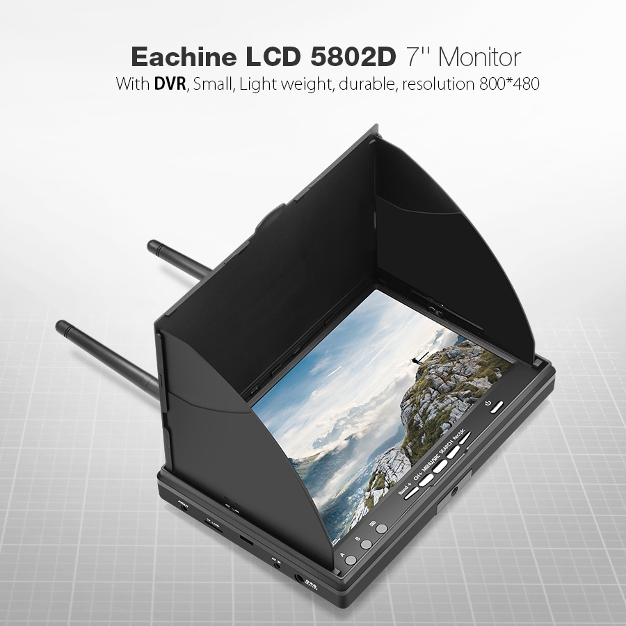 25% OFF for Eachine LCD5802D 5802 5.8G 40CH 7 Inch FPV Monitor with DVR Build-in Battery for RC Drone Airplane Long Range