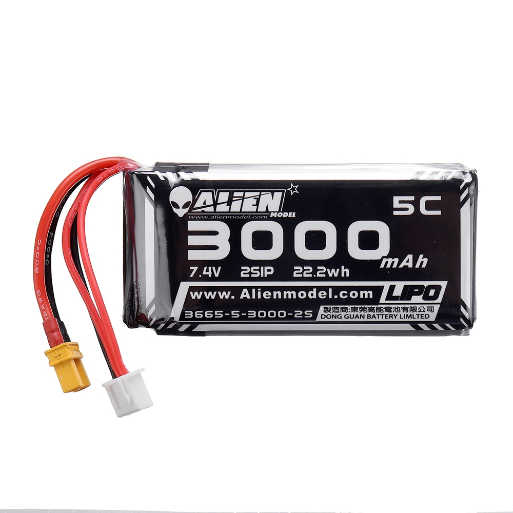 Alien Model 7.4V 3000mAh 2S 5C XT30 Plug Lipo Battery