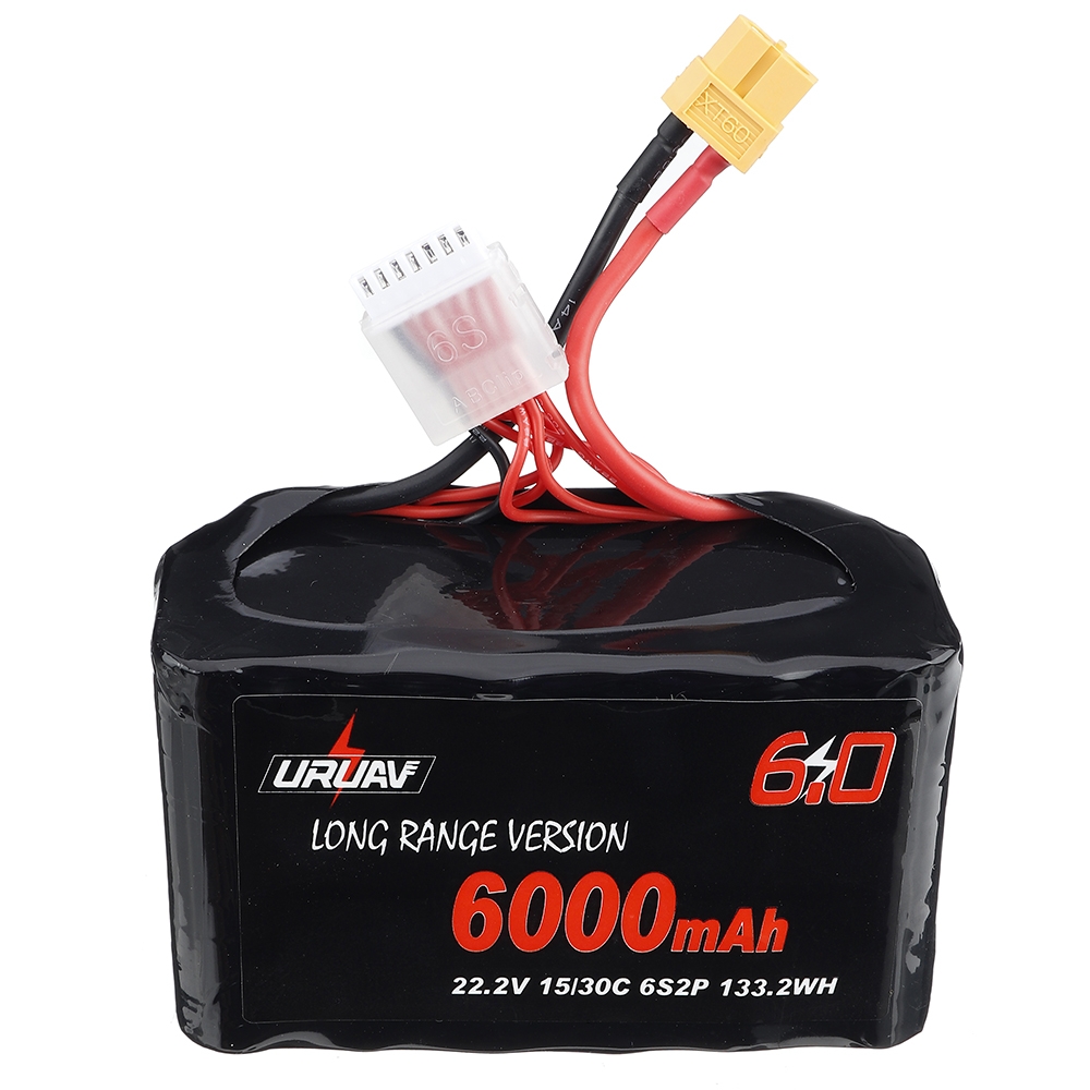 URUAV 22.2V 6000mAh 15/30C 6S Li-ion Battery XT60 Plug for RC Drone