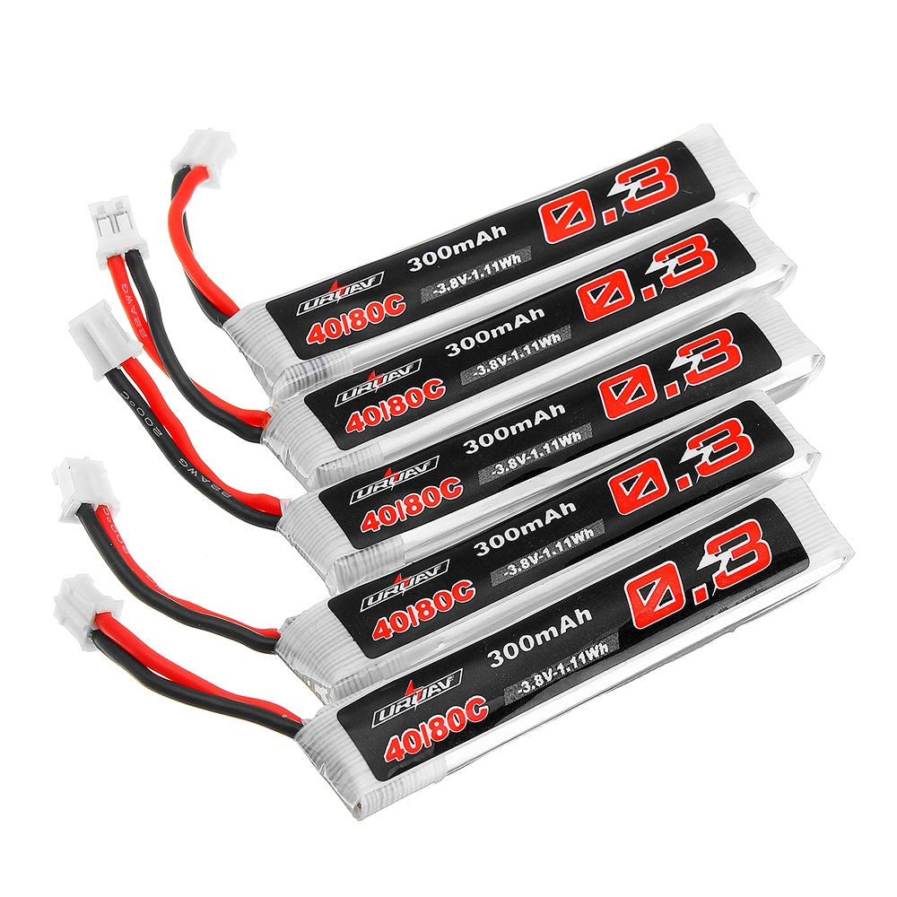 5Pcs URUAV 3.8V 300mAh 40/80C 1S HV 4.35V PH2.0 Lipo Battery