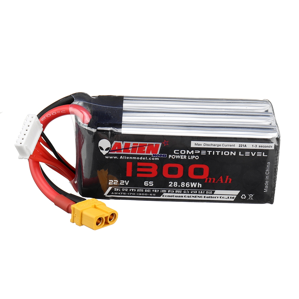 Alienmodel 22.2V 1300mAh 170C 6S Lipo Battery XT60 Plug for RC Drone