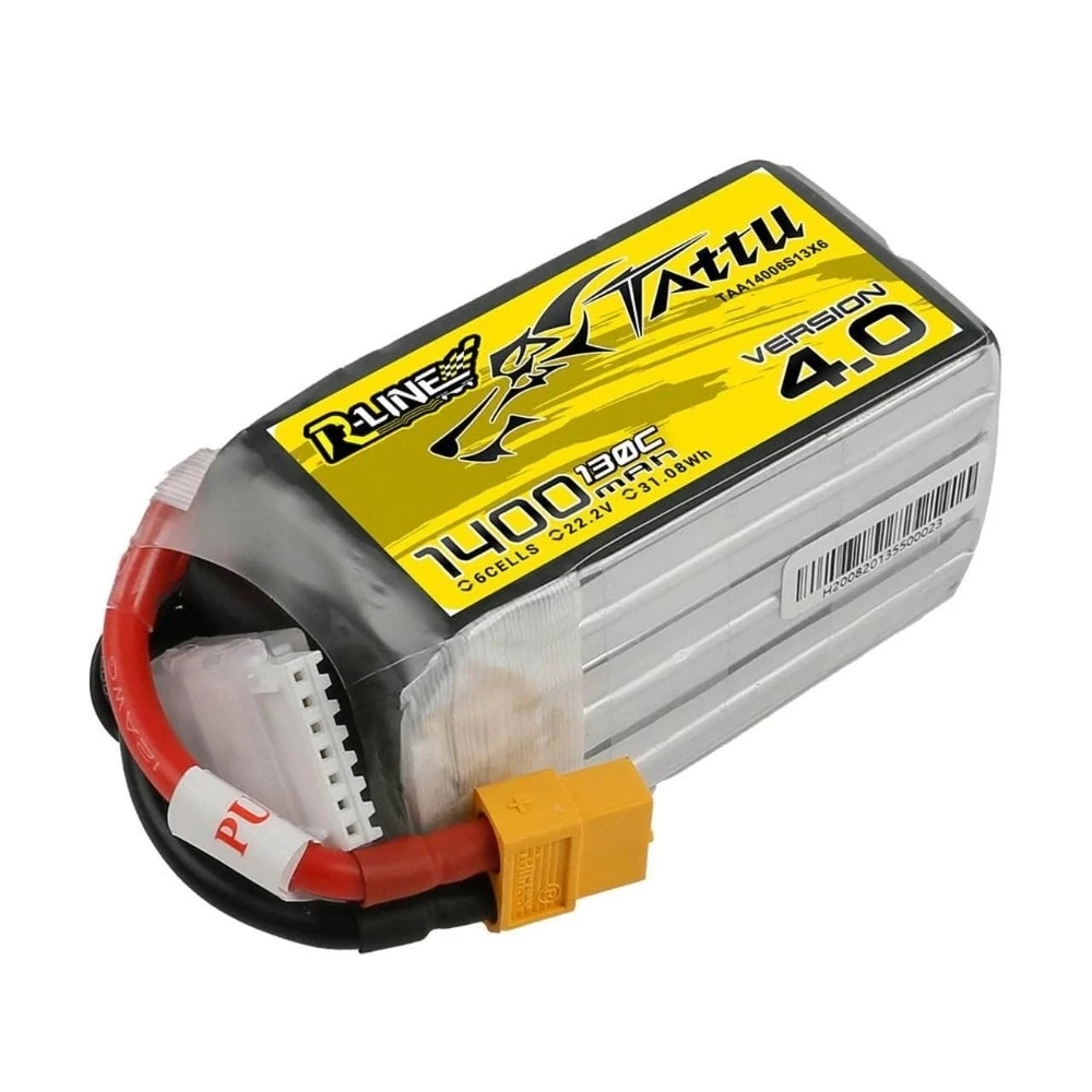 TATTU R-Line Version 4.0 V4 22.2V 1400mAh 130C 6S LiPo Battery XT60 Plug for RC Drone