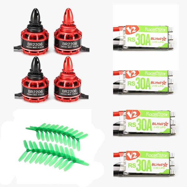 4 PCS Racerstar RS30A V2 ESC & 4X Rcerstar BR2206 2600KV Motor & 10 Pairs 5040 3-Blade Propeller