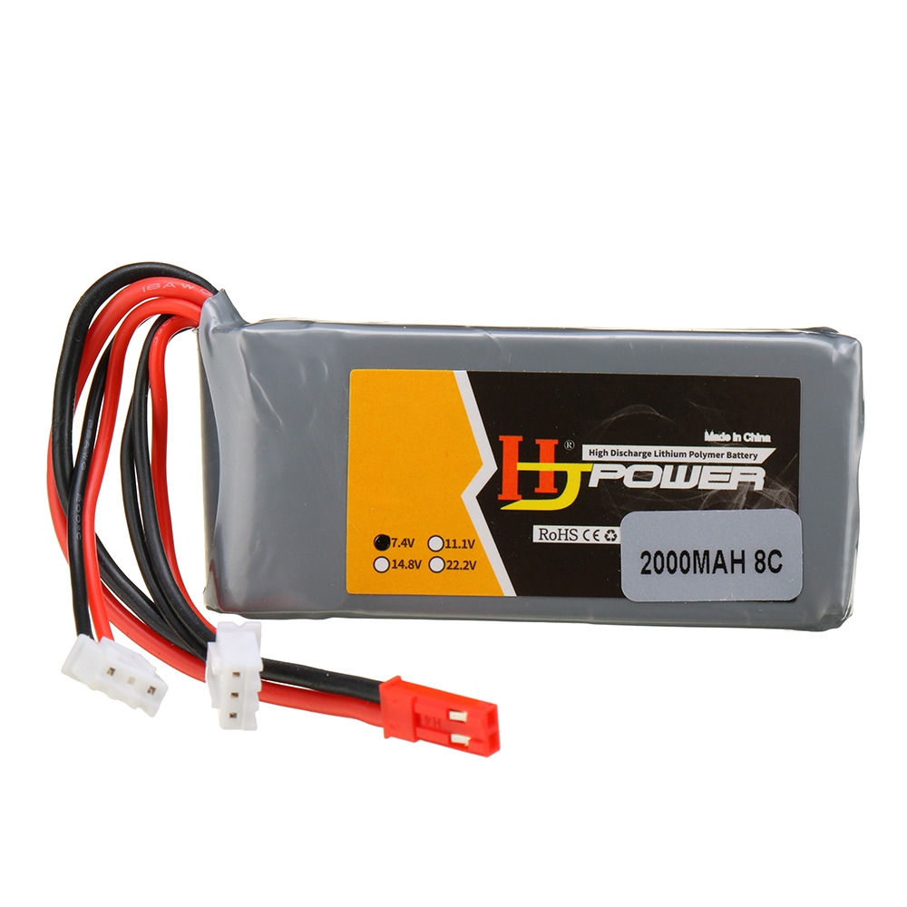 HJ 7.4V 2000mAh 8C 2S LiPo Battery JST Plug for Jumper T16 T12 Transmitter