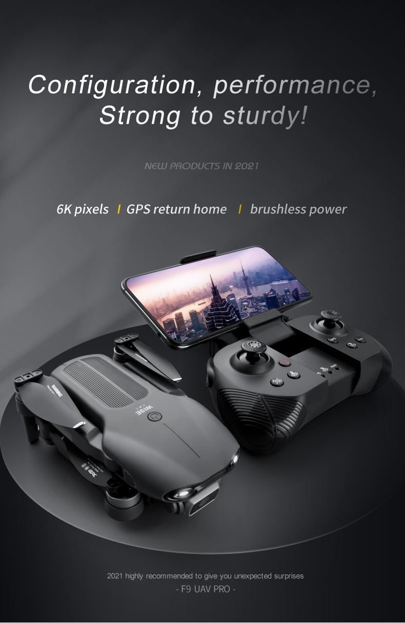 4DRC F9 5G WIFI FPV GPS with 6K HD Dual Camera 30mins Flight Time Optical Flow Positioning Brushless Foldable RC Drone Quadcopter RTF