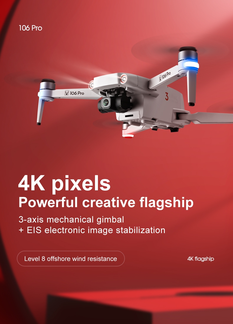 $135.99 for XLURC L106 Pro 5G WIFI FPV GPS with 8K HD Camera Three-axis EIS Anti-shake Gimbal 35mins Flight Time Brushless Foldable RC Drone Quadcopter RTF