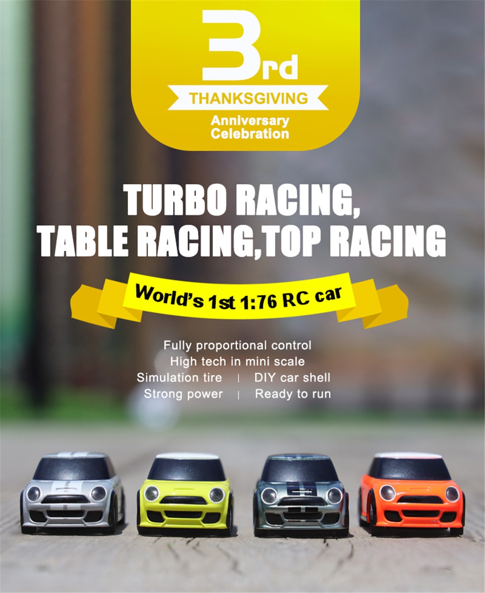 Turbo Racing RTR 1/76 Two RC Cars 3rd Anniversary Version Mini Full Proportional Kids Toys