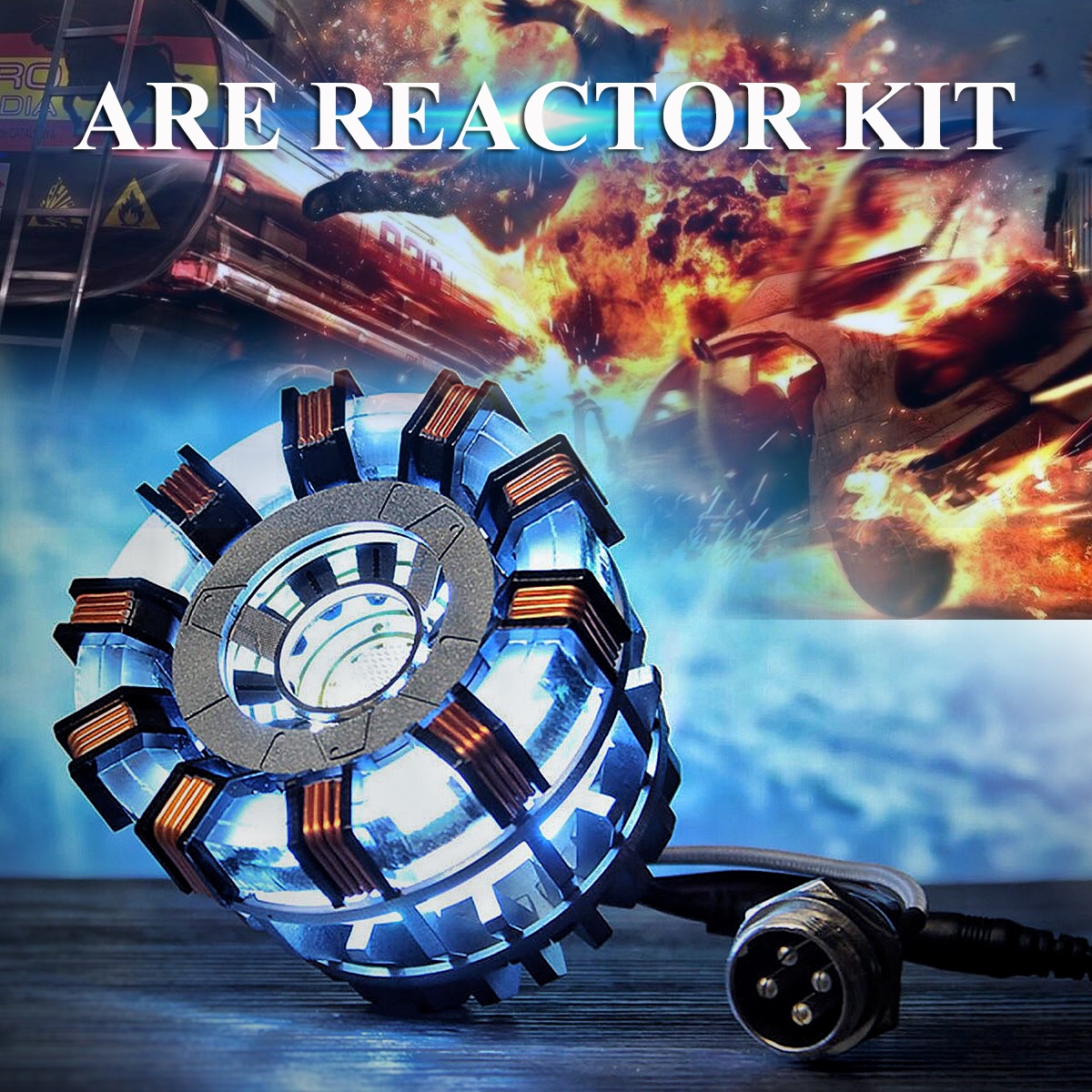 In Stock 1:1 Aluminum Alloy Arc Reactor DIY Model MK2 Led Light Mark Chest Tony Heart Lamp Light DIY Model Science Toy