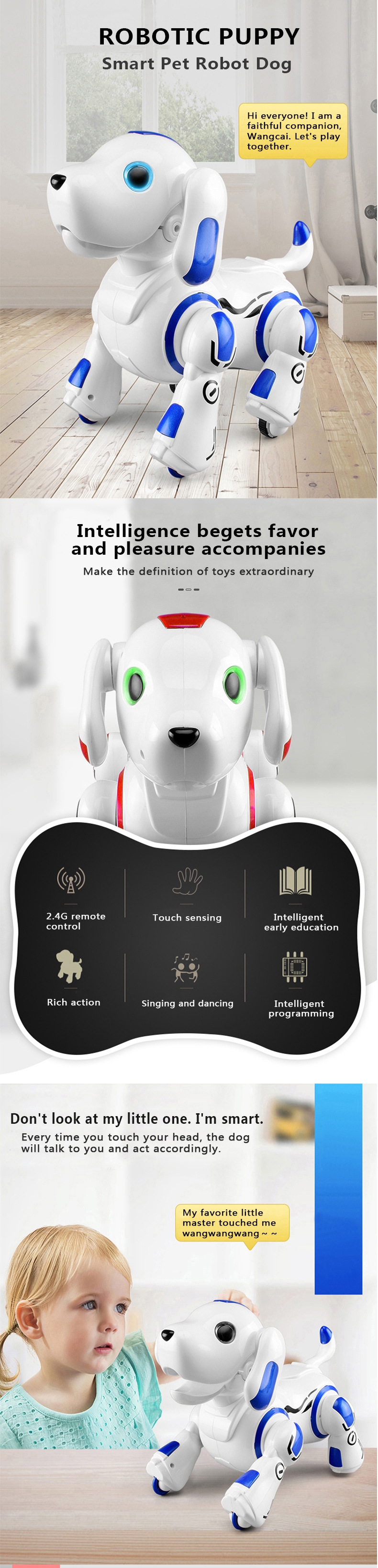 MoFun 2.4G Remote Programming Touch Sensing Robotic Puppy Robot Toy