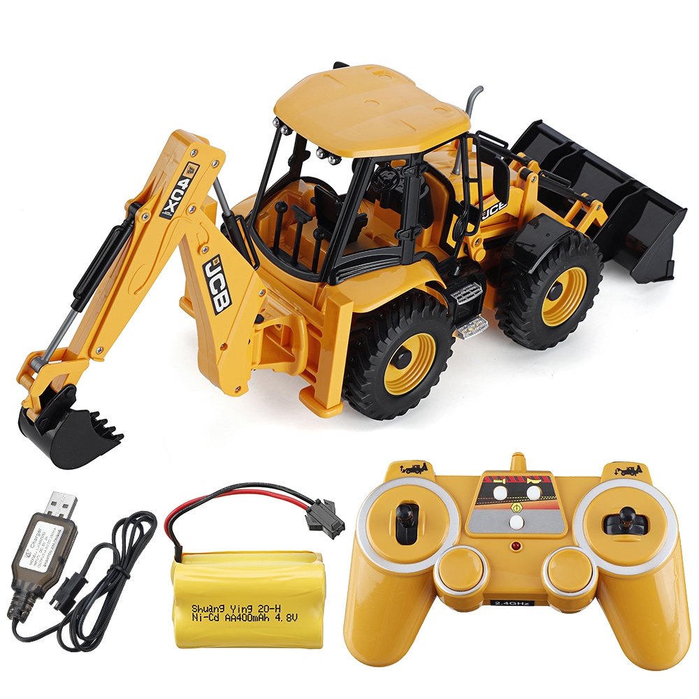 Double E RTR E589 1/20 2.4G 11CH RC Excavator JCB Backhoe Loader Light Sound Construction Truck Vehicles Models