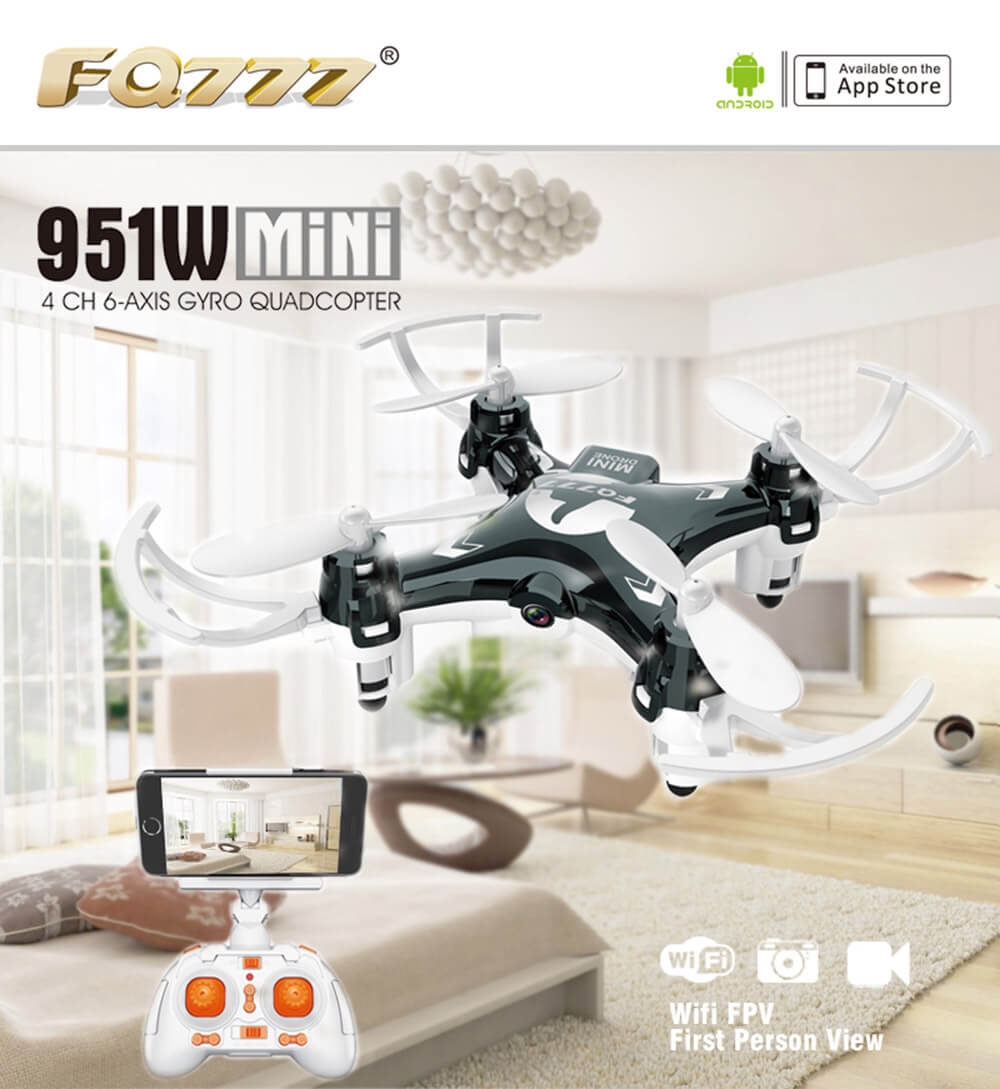 FQ777-951W MINI WIFI FPV With 0.3MP Camera Headless Mode RC Quadcopter RTF - Black