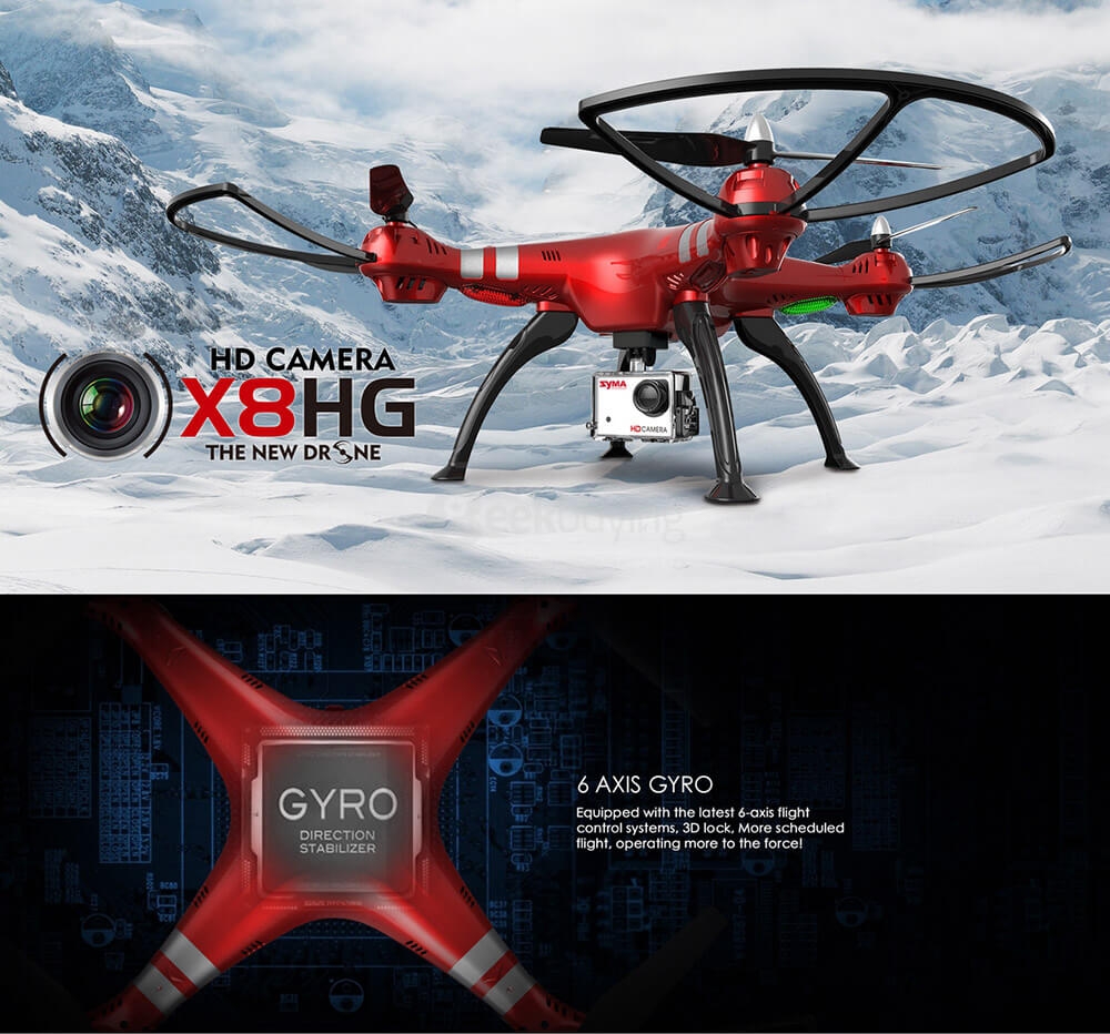 Syma X8HG With 8MP HD Camera Altitude Hold Mode 2.4G 4CH 6Axis RC Quadcopter RTF