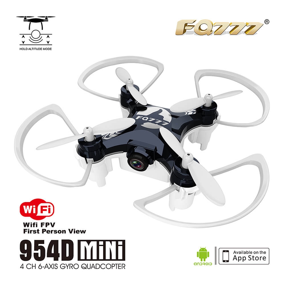 FQ777-954D WIFI FPV Camera Altitude Hold Mode 3D Flip 6-AXIS GYRO RC Nano Quadcopter BNF - Black