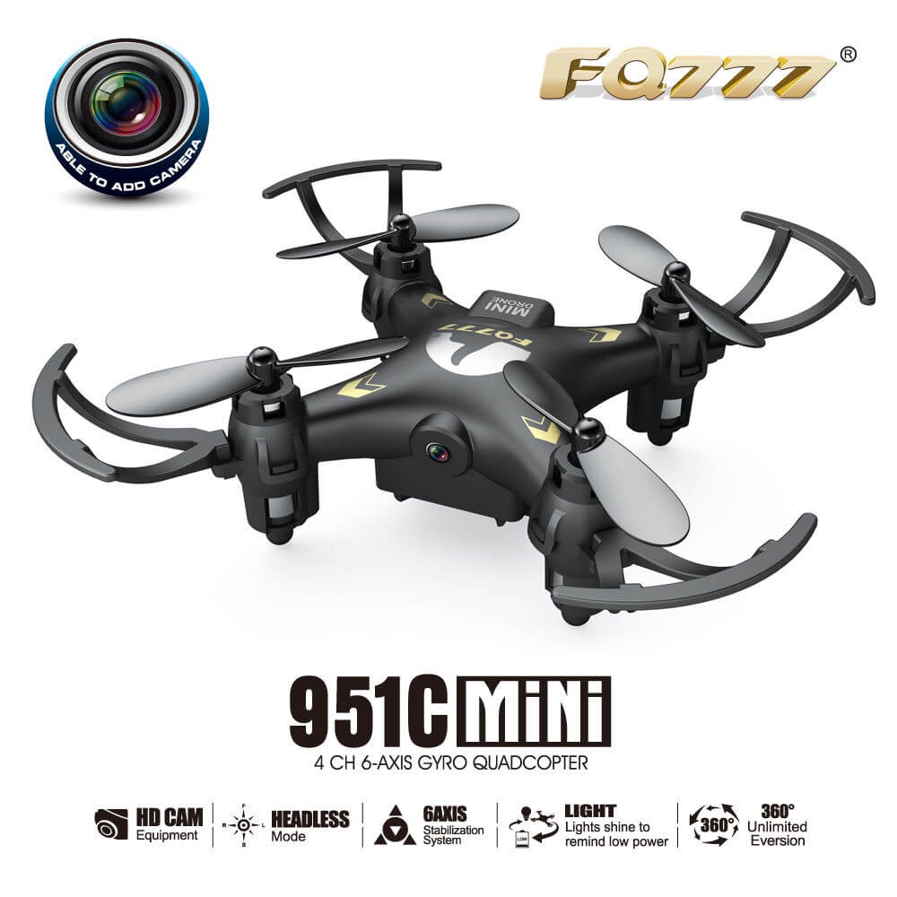 FQ777 951C 0.3MP Camera 3D Roll 2.4G 4CH 6Axis RC Quadcopter RTF - Black