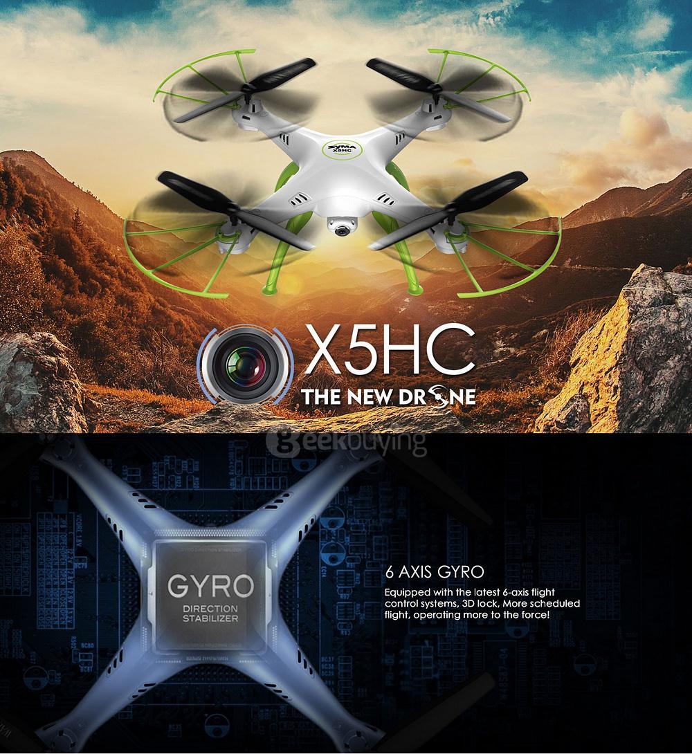 Syma X5HC With 2MP HD Camera 3D Roll Altitude Hold Headless Mode 2.4G 4CH 6Axis RC Quadcopter RTF - White