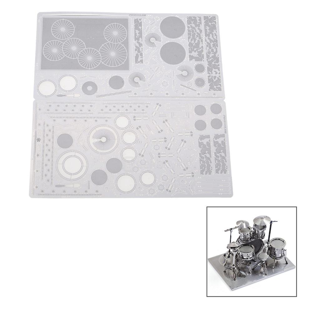 DIY 3D Puzzle Educational Drum Kit Model Puzzle - Silver