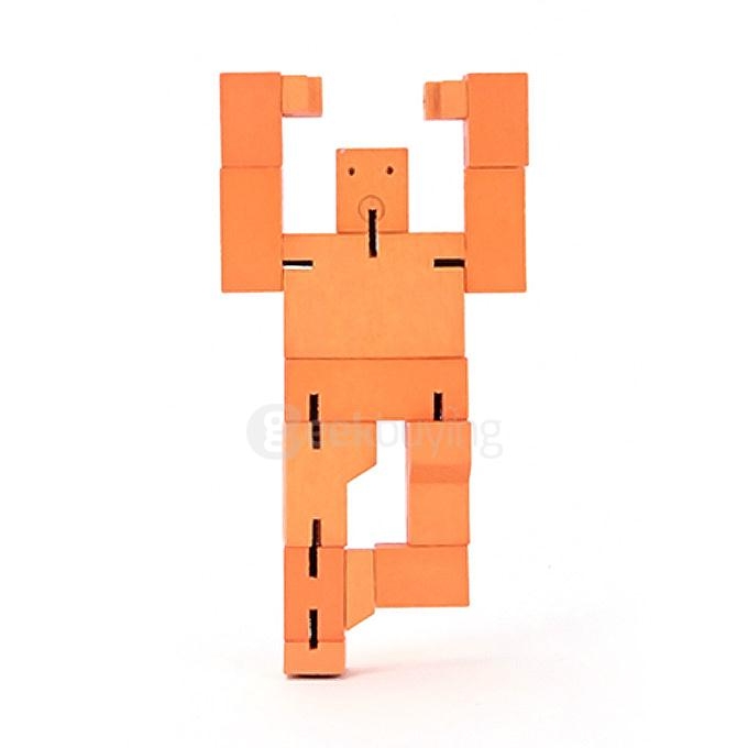 Strutter Robot Wood Cube Puzzle Magic Cube Wooden Folding Educational Toy - Orange
