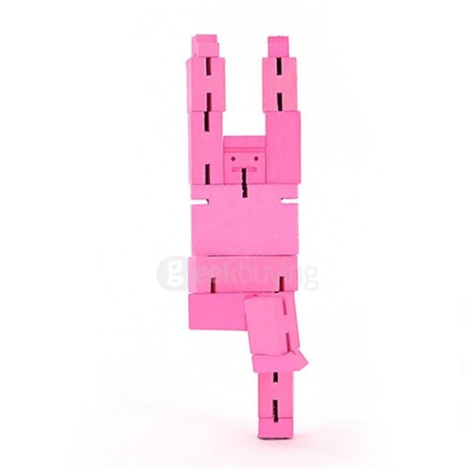 Miracle Robot Wood Cube Puzzle Magic Cube Wooden Folding Educational Toy - Pink