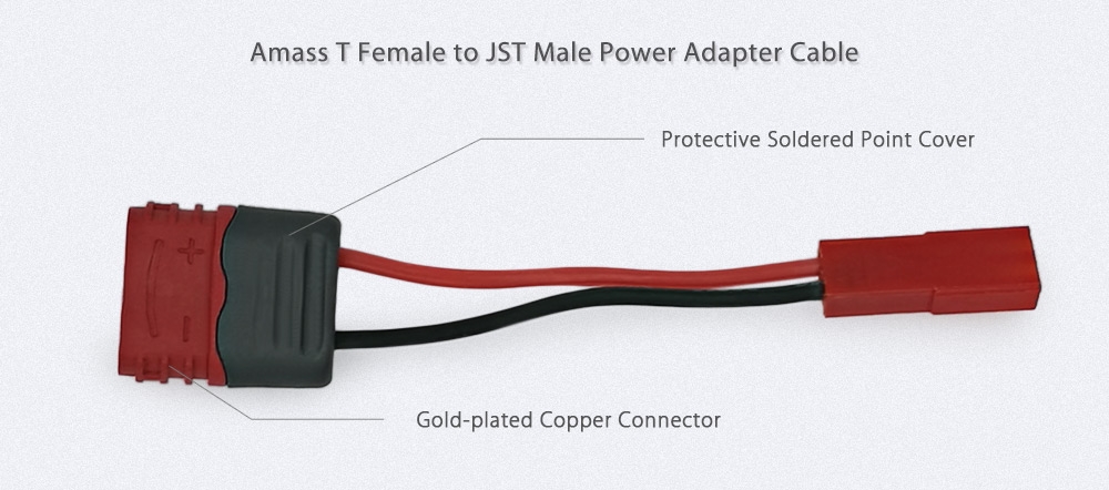 Amass T Female to JST Male Power Adapter Cable