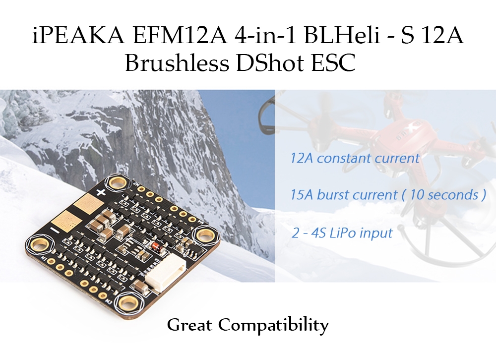 IPEAKA EFM12A 4-in-1 BLHeli - S 12A Brushless DShot ESC